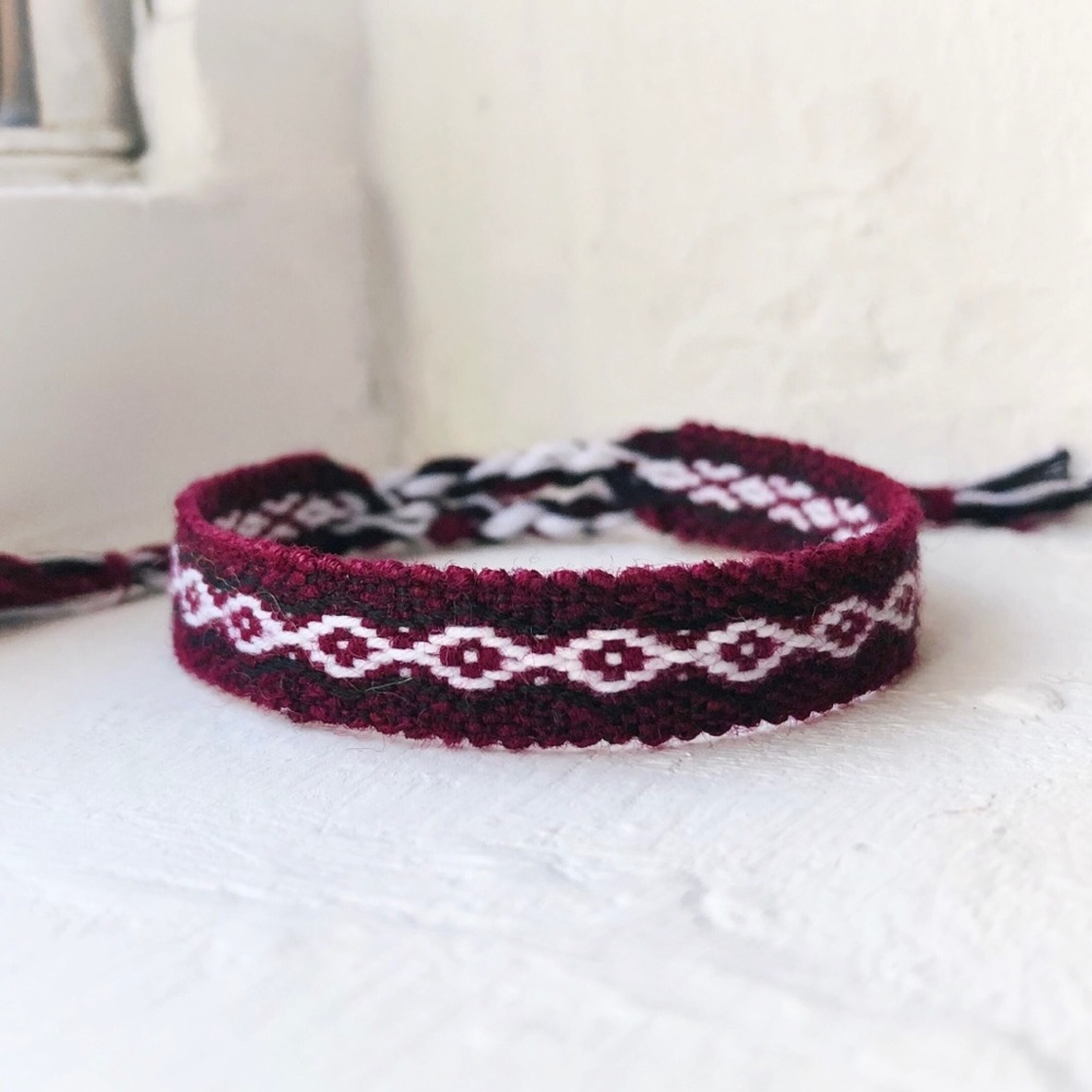 Burgundy <o> Boho Woven Bracelet
